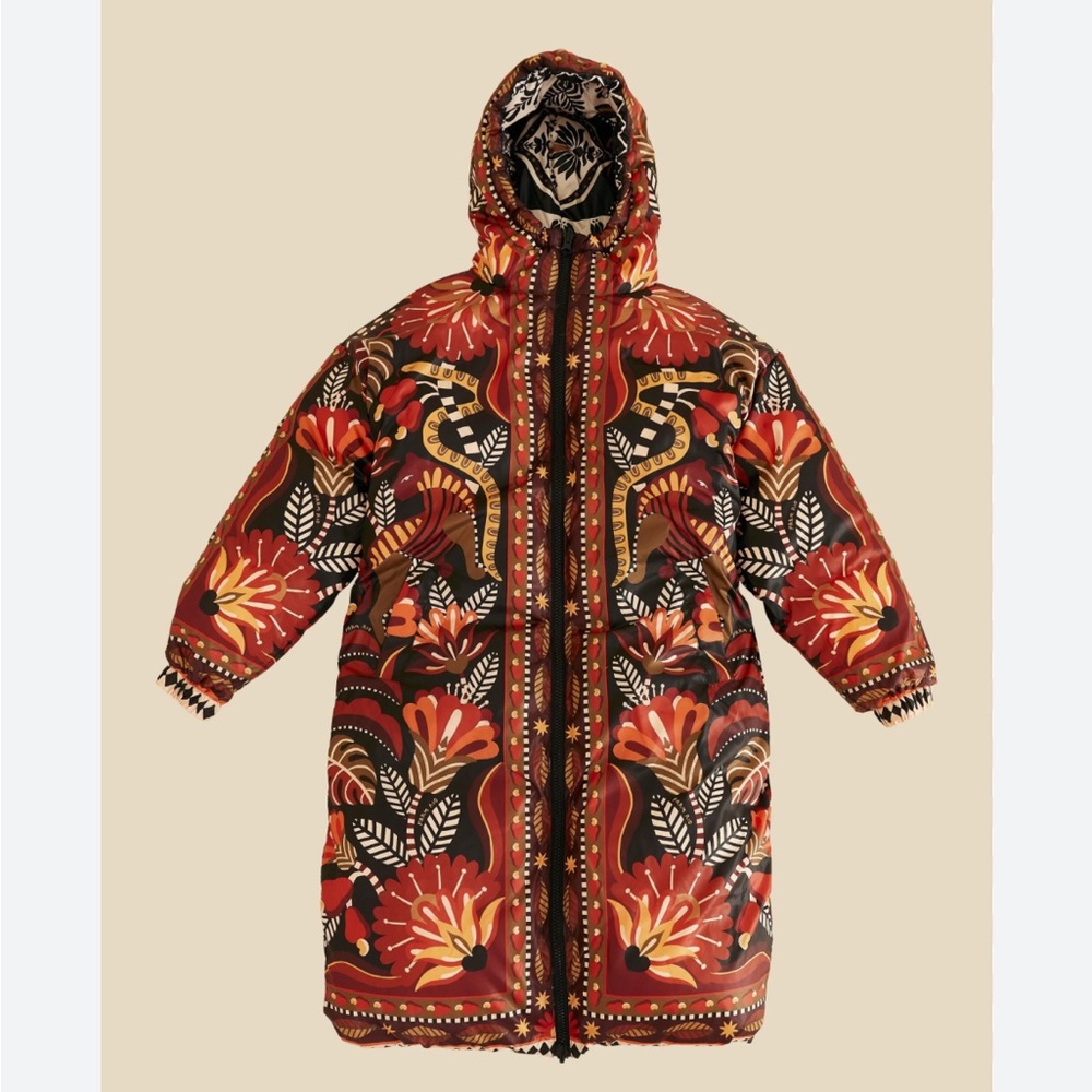 Farm Rio Palms Paradise Sand Reversible Puffer Jacket - Picture 7 of 8